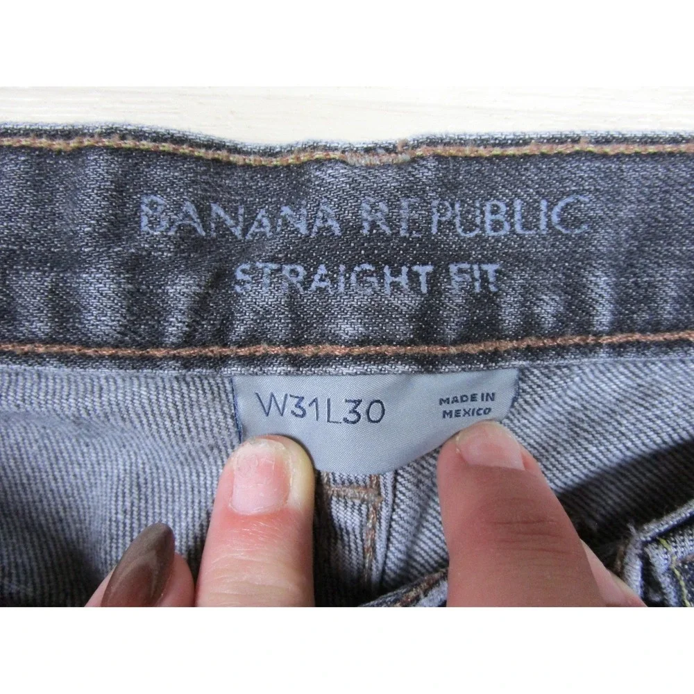 Banana Republic Jeans Men's (31x29.5) Straight Fit Selvedge Denim Charcoal Black
